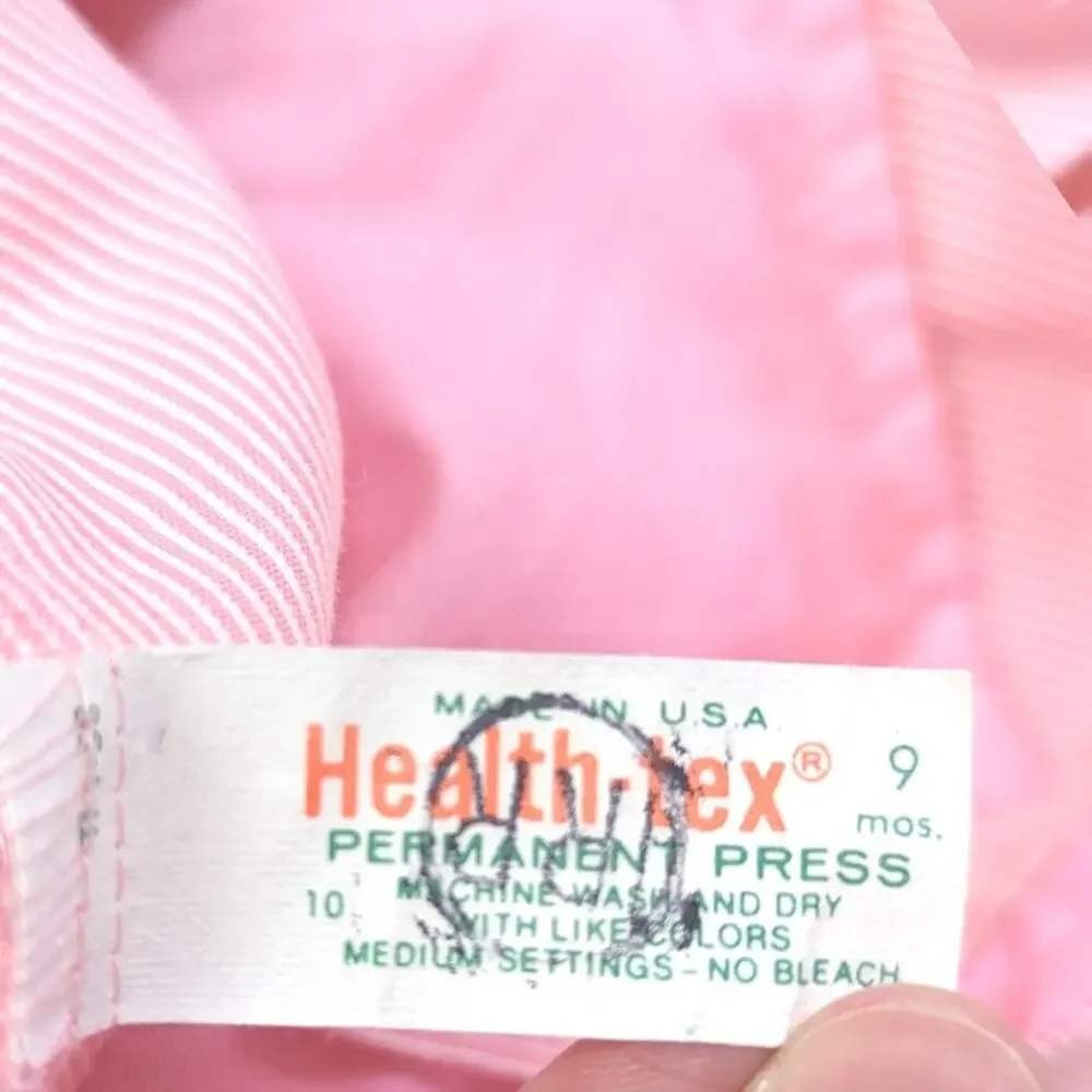 Vintage Healthtex Overalls Baby Girls Size 9m Pink Pin Stripe